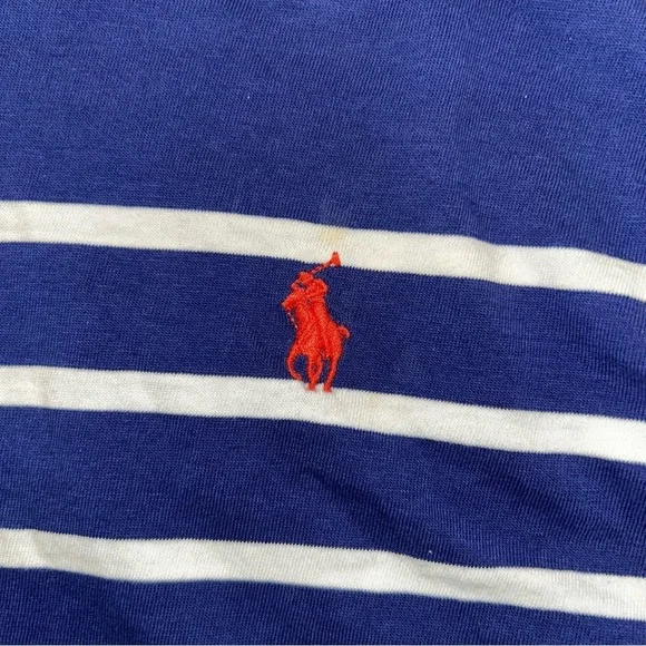 Polo Ralph Lauren Men's XXL Navy Blue & White Striped Hooded Lightweight Jersey - Picture 5 of 8